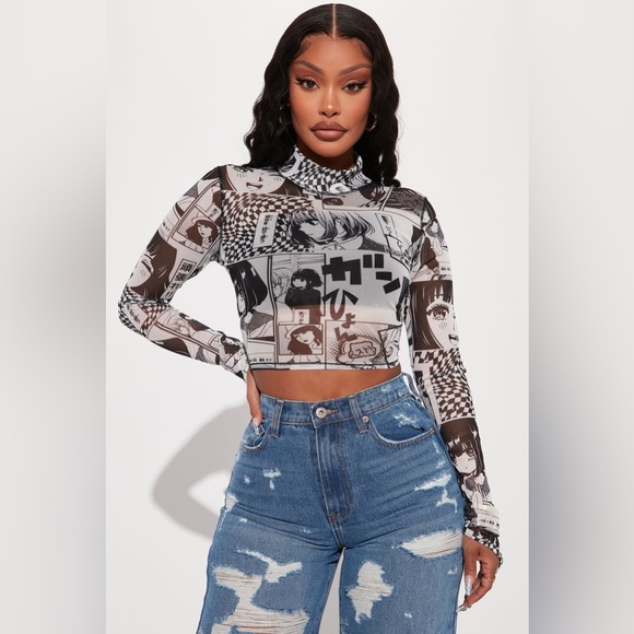 Fashion Nova In Your Eyes Anime Mesh Top - Picture 4 of 7